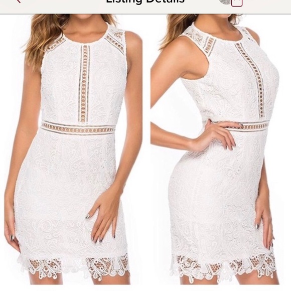 Lulus White lace MIDI dress - Picture 1 of 5